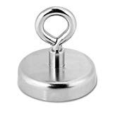 Magnete al Neodimio Super Forte Forza di Adesione Power da 150 Kg con Foro Avasato e Golfare Magnete Pot per Salva in Fiume o Pesca Ø 60mm