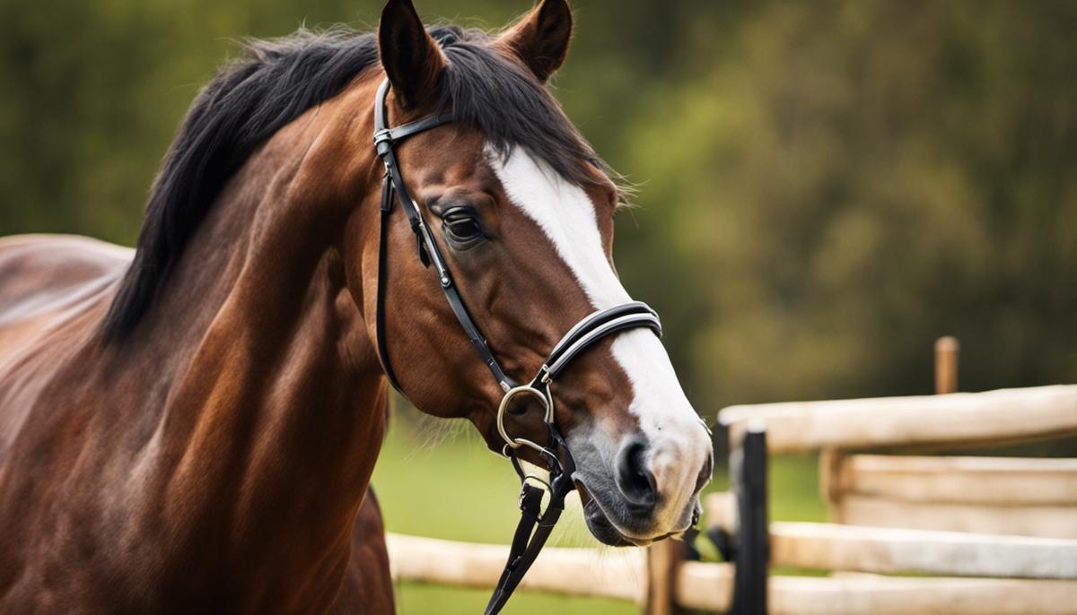 Image of a horse undergoing training and exercise, showing the bond between a horse and rider.