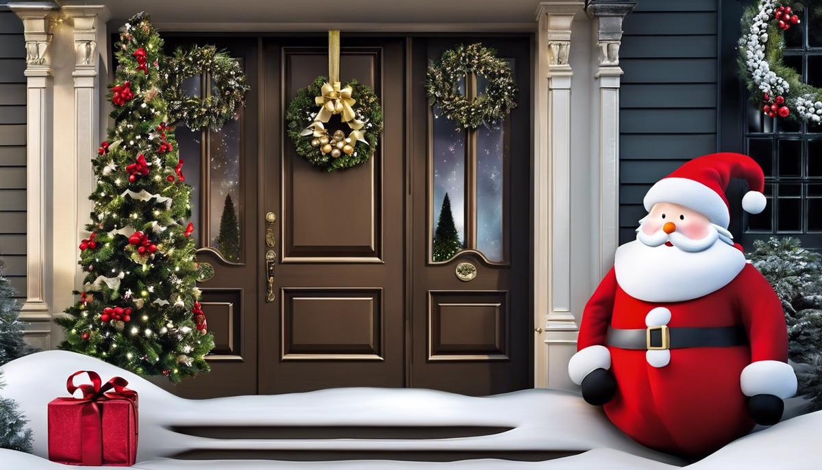 Image of various door decorations for Christmas