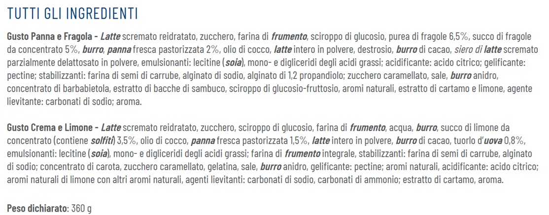 ingredienti etichetta coni sammontana