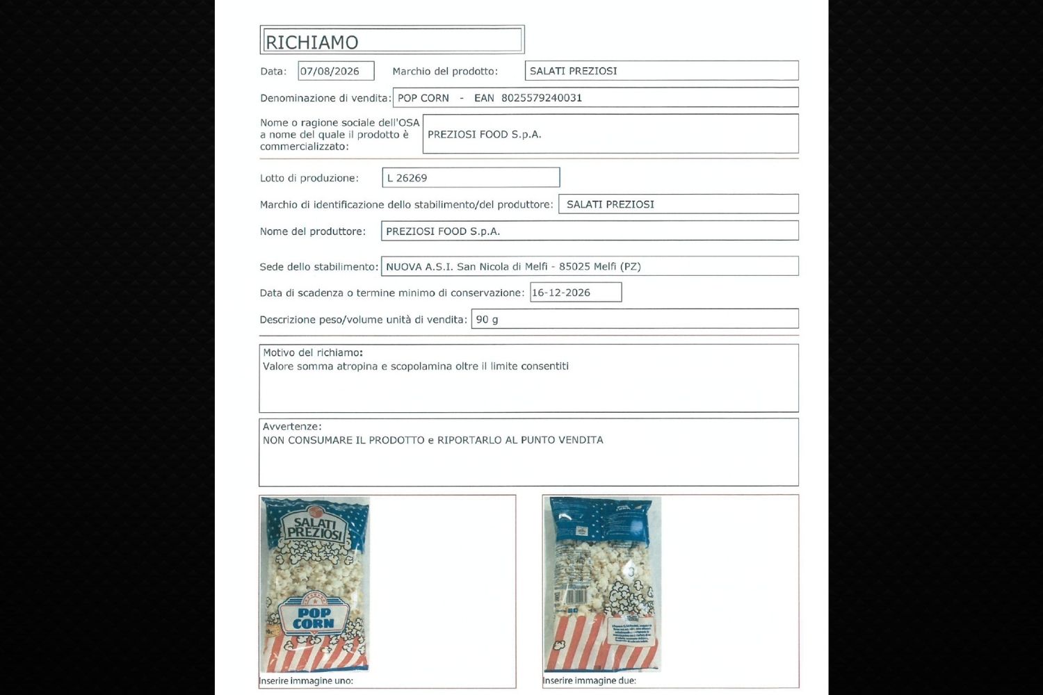 pop corn salati preziosi