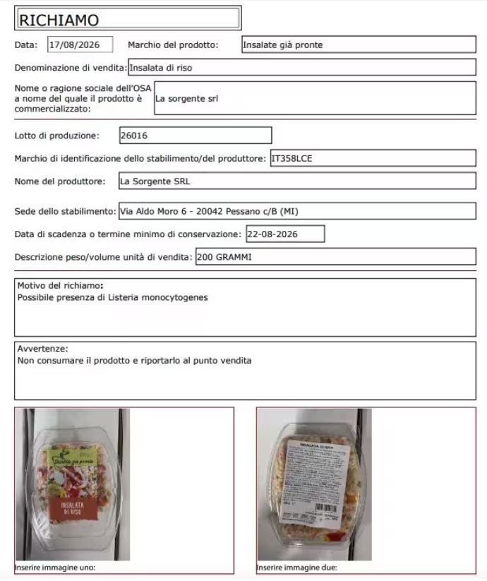 richiamo insalata di riso