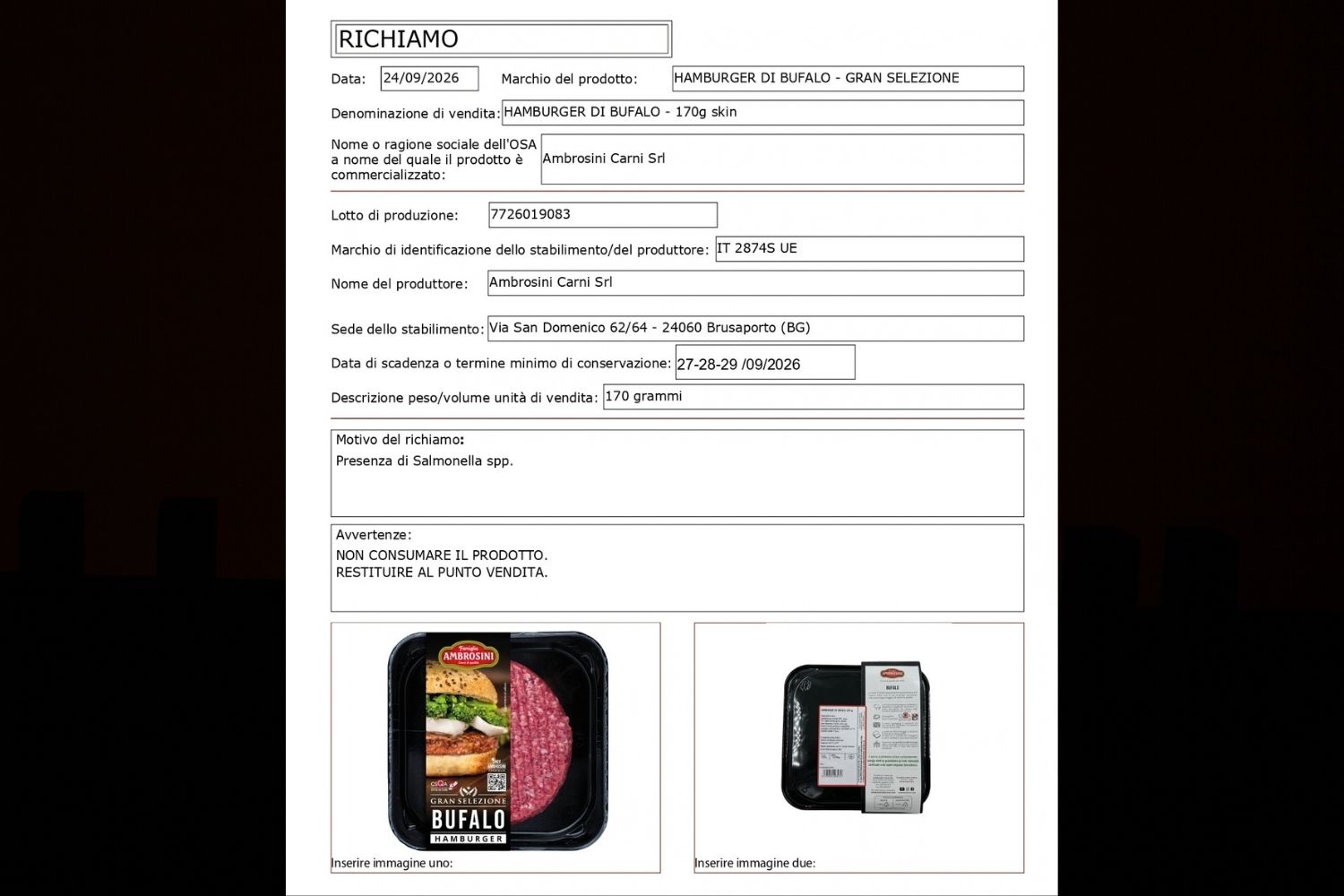 richiamo hamburger