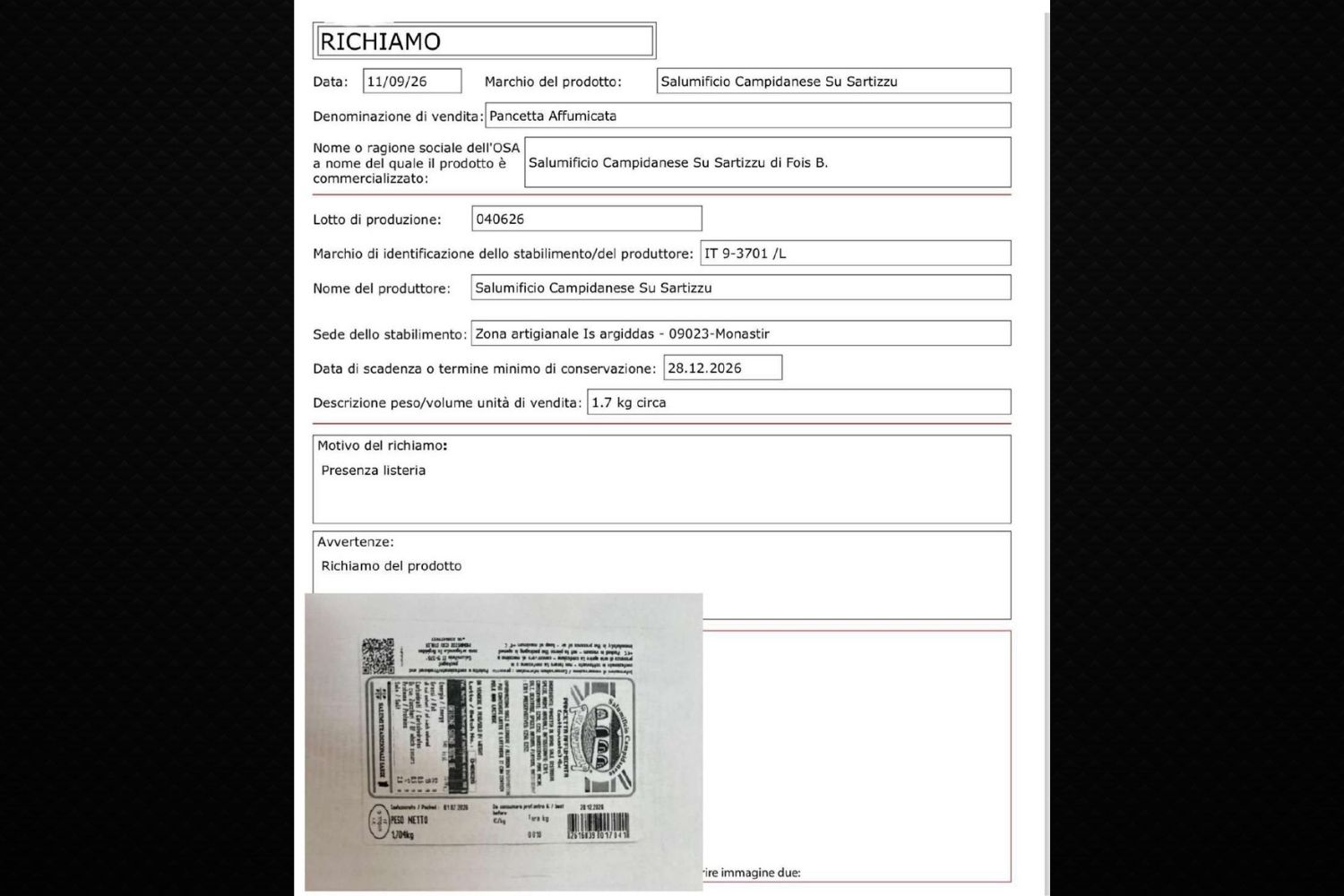 richiamo pancetta