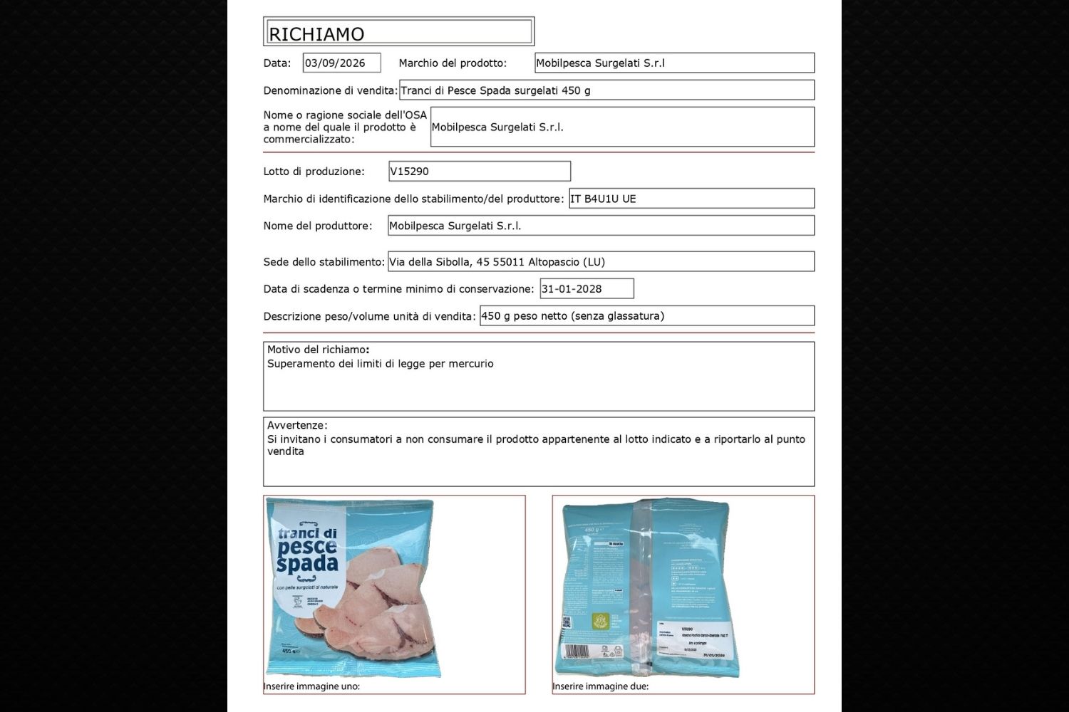 richiamo pesce spada