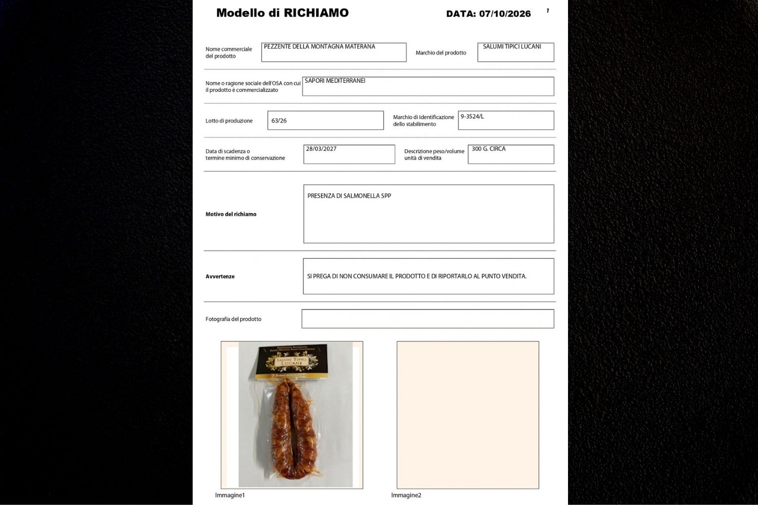 richiamo salume lucano