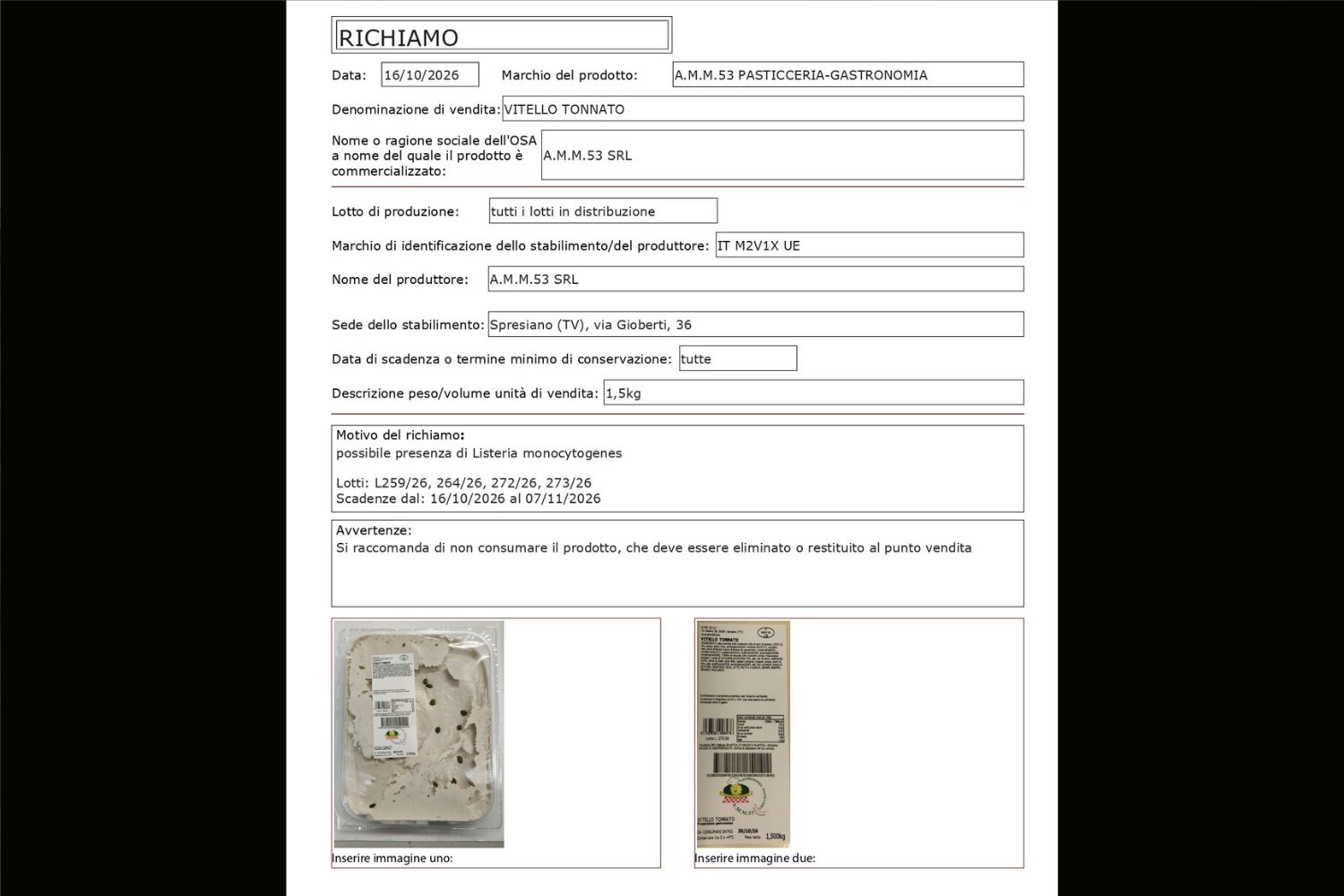 vitello tonnato richiamo